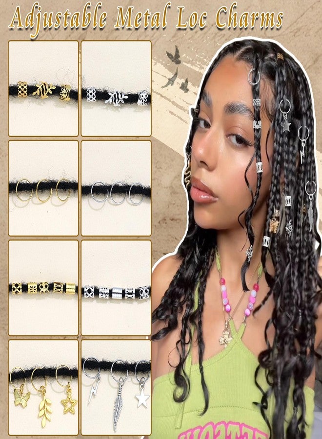 VENOFEN 292PCS Hair Jewelry for Braids Gold Silver Loc Charms Dreadlock Braids Clips Multi-Style Metal Cuffs Rings Hair Accessories for Women Men - Image 5
